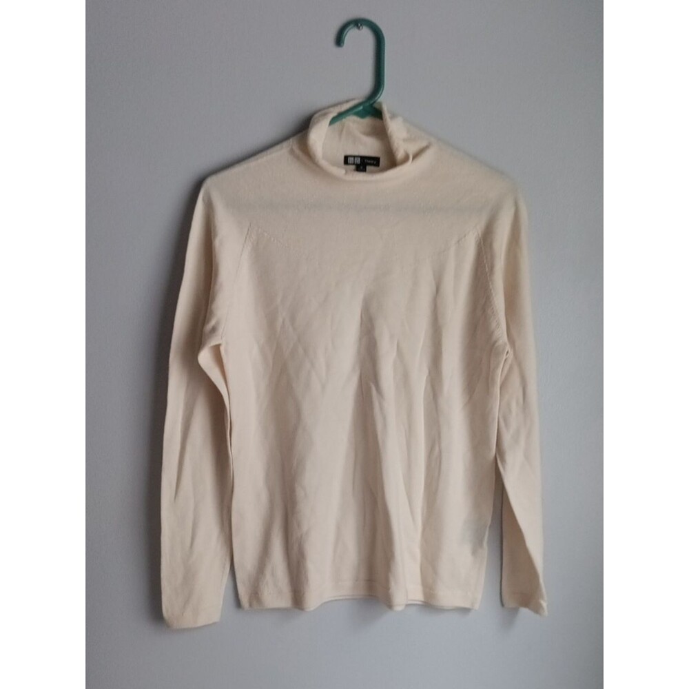 Uniqlo Theory White Fine Wool Funnel neck Sweater